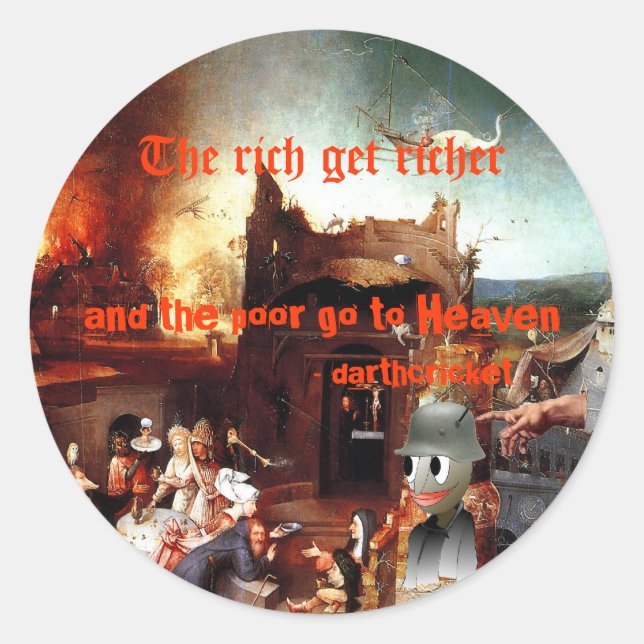 Pegatina Redonda Ricos y pobres (Anverso)