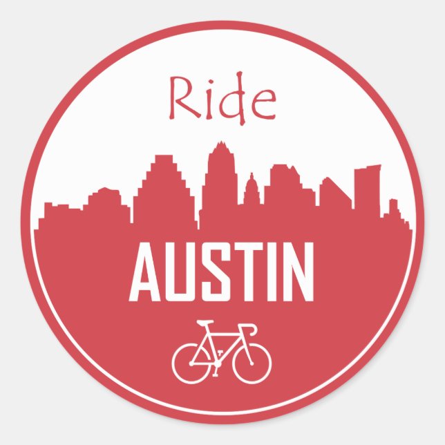 Pegatina Redonda Ride Austin (Anverso)