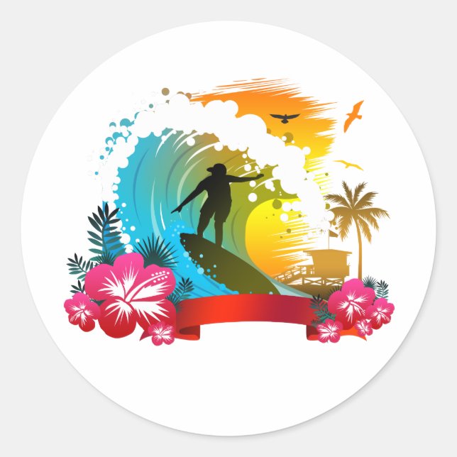 Pegatina Redonda Ride The Tide  (Anverso)