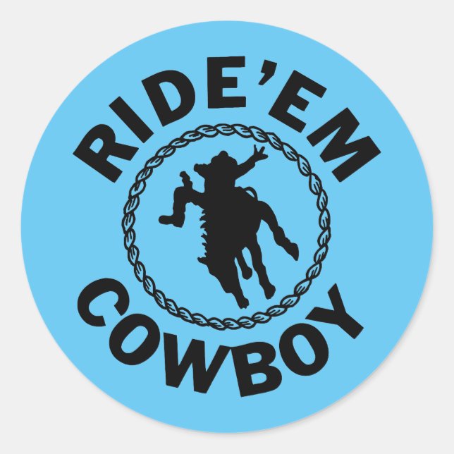 Pegatina Redonda Ride'em Cowboy - Rodeo occidental (Anverso)