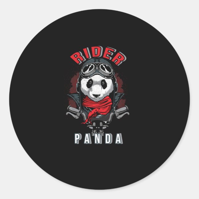Pegatina Redonda Rider Panda (Anverso)