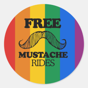PEGATINA REDONDA RIDES MUSTACHE GRATUITAS