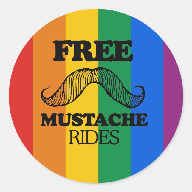 PEGATINA REDONDA RIDES MUSTACHE GRATUITAS (Anverso)