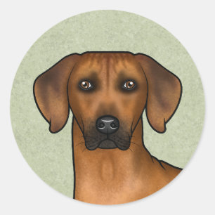 Pegatina Redonda Ridgeback Rhodesia Cabeza de Perro Africano Verde