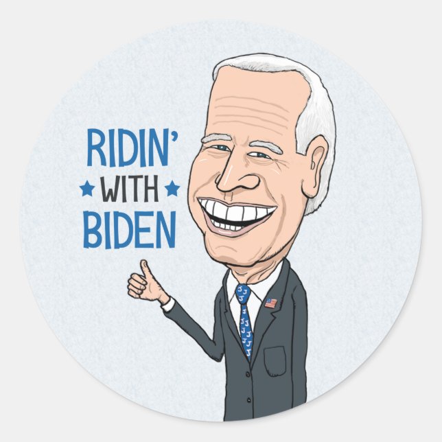 Pegatina Redonda Ridin' Con Los Partidarios De Biden Joe Biden (Anverso)