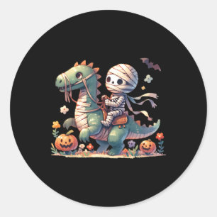 Pegatina Redonda Riendo Dragon Halloween Calabaza Temática Niños Ch