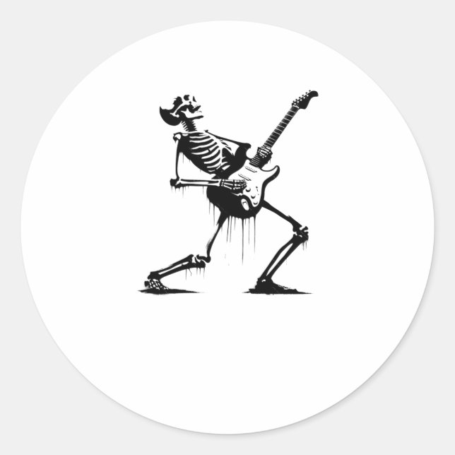 Pegatina Redonda Riffs From Beyond Skeleton Guitarist In Graffiti S (Anverso)
