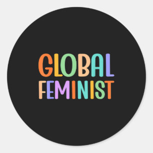 Pegatina Redonda Rig de Igualdad Feminista Mundial de Empoderamient