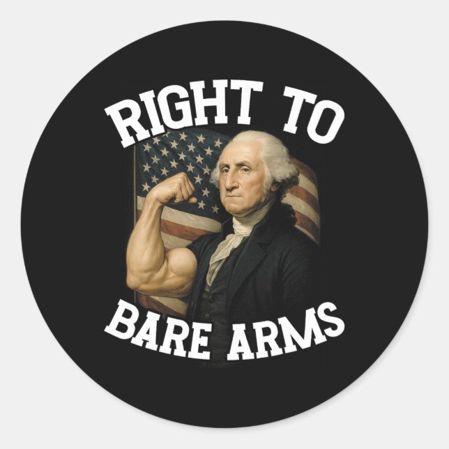 Pegatina Redonda Right To Bare Arms Funny July 4th  (Anverso)