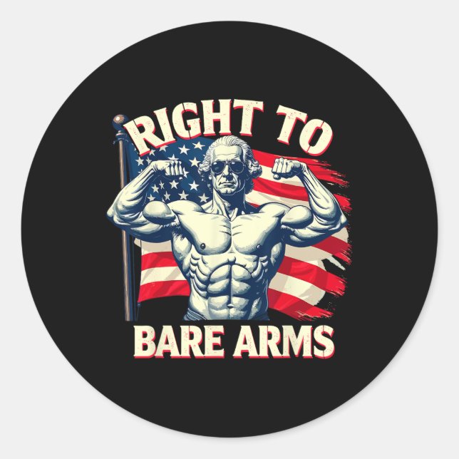 Pegatina Redonda Right To Bare Arms George Washington Bodybuilder G (Anverso)