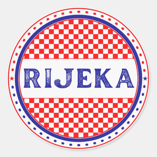 Pegatina Redonda Rijeka City Pride Emblem – Croatian Identity (Anverso)