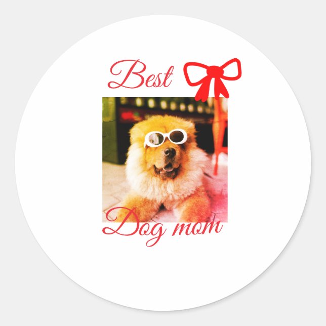 Pegatina Redonda Rincón rojo mejor perro mamá papá foto perro/masco (Anverso)