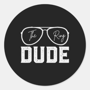 Pegatina Redonda Ring Bearer Wedding Party Ring Security Dude Marri