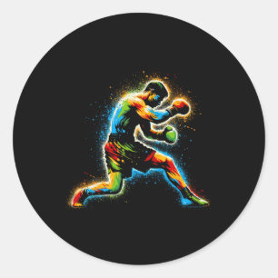 Pegatina Redonda Ring Boxeo Martial Art Sport Kickboxer Trai