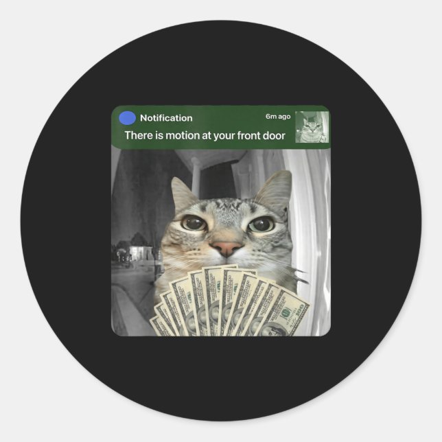 Pegatina Redonda Ring Cat With Motion Meme  (Anverso)