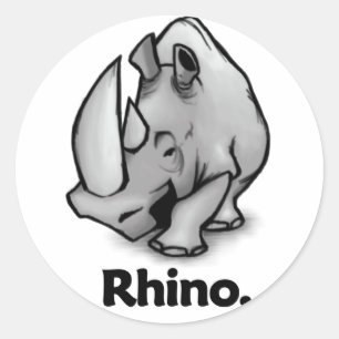 Pegatina Redonda Rinoceronte rino.
