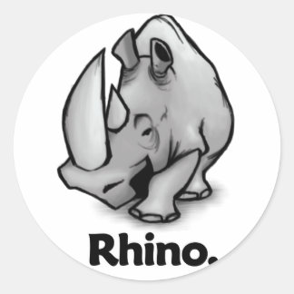 Pegatina Redonda Rinoceronte rino.
