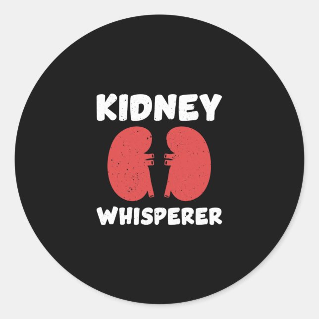 Pegatina Redonda Riñón Whisperer Diálisis Graciosa Enfermera RN (Anverso)