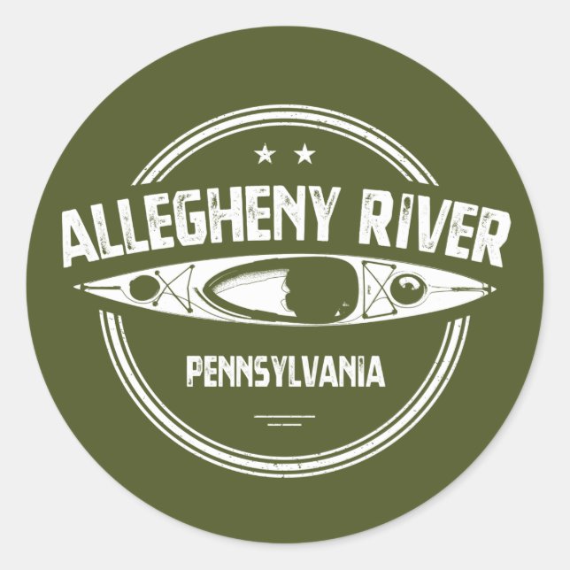 Pegatina Redonda Río Allegheny, Pensilvania (Anverso)
