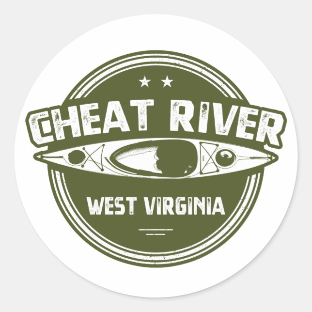 Pegatina Redonda Río Cheat, Virginia Occidental (Anverso)