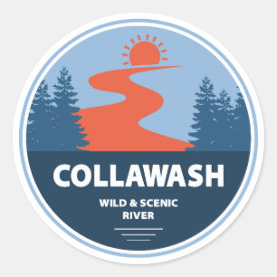 Pegatina Redonda Río Collawash Salvaje y Escénico Oregon