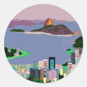 Pegatina Redonda Río de Janeiro - el BRASIL