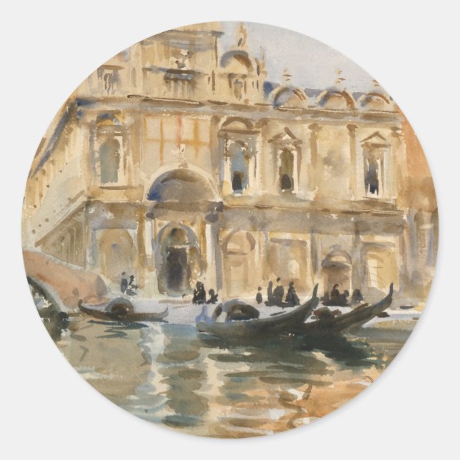 Pegatina Redonda Río dei Mendicanti, Venecia de John Singer Sargent (Anverso)