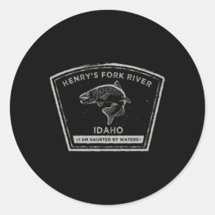 Pegatina Redonda Río Henry's Fork Idaho Pesca con Mosca