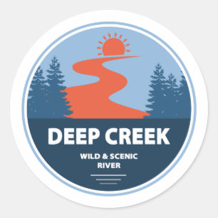 Pegatina Redonda Río Idaho, Deep Creek Wild And Scenic River