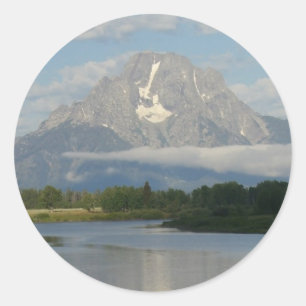 Pegatina Redonda Río Jackson Hole en el Parque Nacional Grand Teton