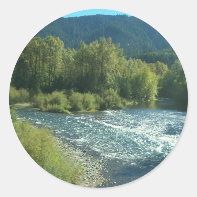 Pegatina Redonda Río Oregon (Anverso)