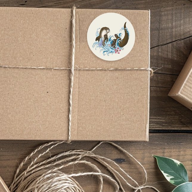 Pegatina Redonda Río Otter Water Cute (Subido por el creador)