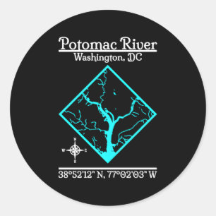 Pegatina Redonda Río Potomac Washington