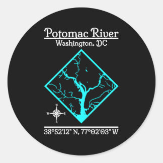 Pegatina Redonda Río Potomac Washington