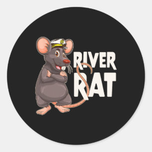 Pegatina Redonda Río Rat - Orgullo familiar de barcos de la comunid
