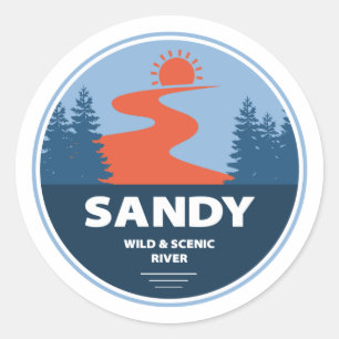 Pegatina Redonda Río Sandy Wild And Scene