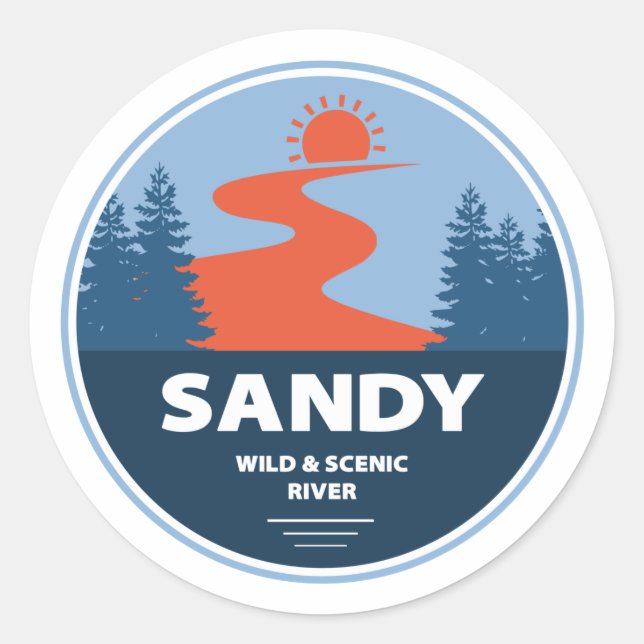 Pegatina Redonda Río Sandy Wild And Scene (Anverso)