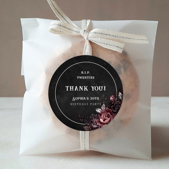 Pegatina Redonda Rip floral 20's 30th Birthday Fiesta Gracias (Subido por el creador)