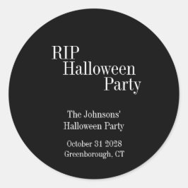 Pegatina Redonda RIP Halloween Black and White Party
