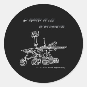 Pegatina Redonda Rip Mars Oportunity Rover Exploration Hand-Drawn