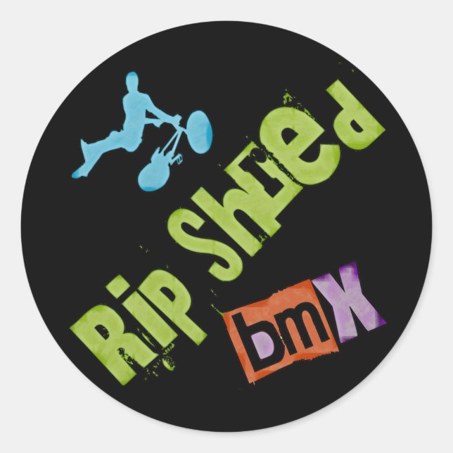 Pegatina Redonda Rip Shred BMX (Anverso)