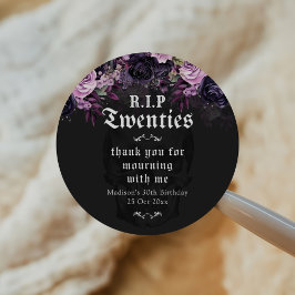 Pegatina Redonda RIP Twenties Floral 30th Birthday Party