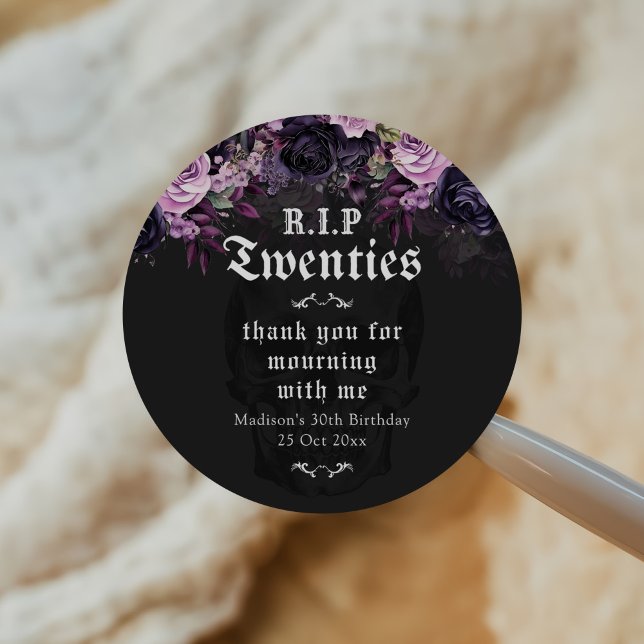Pegatina Redonda RIP Twenties Floral 30th Birthday Party (Subido por el creador)