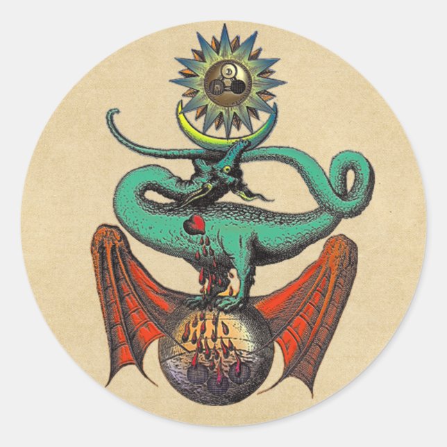 Pegatina Redonda Ripley Scroll Alchemy Dragon (Anverso)