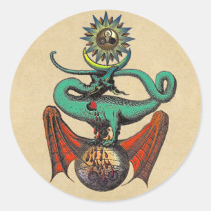 Pegatina Redonda Ripley Scroll Alchemy Dragon