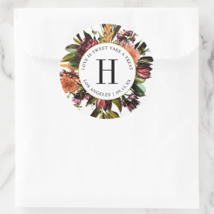 Pegatina Redonda Riqueza del Boda colorido de primavera