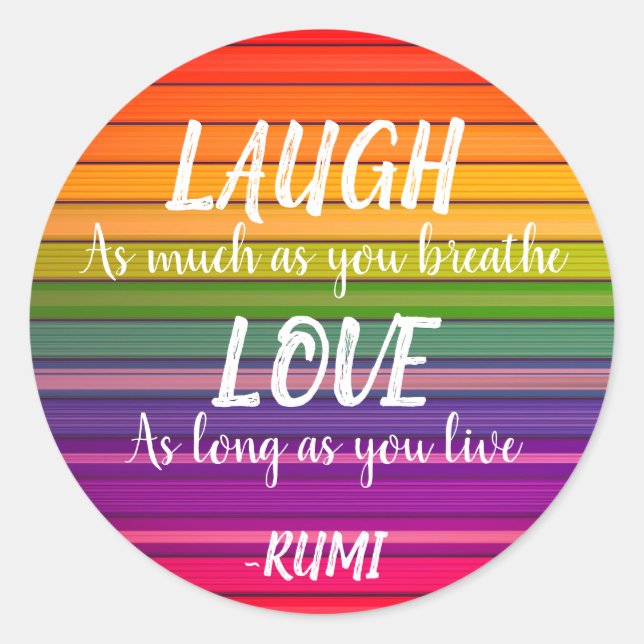 Pegatina Redonda Risa y amor Rumi Rainbow (Anverso)