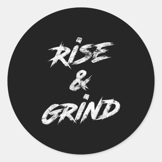 Pegatina Redonda Rise &amp; Grind Motivational Insrational  (Anverso)