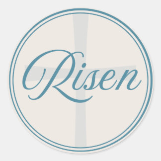 Pegatina Redonda Risen Cross - Flush Seal Large 