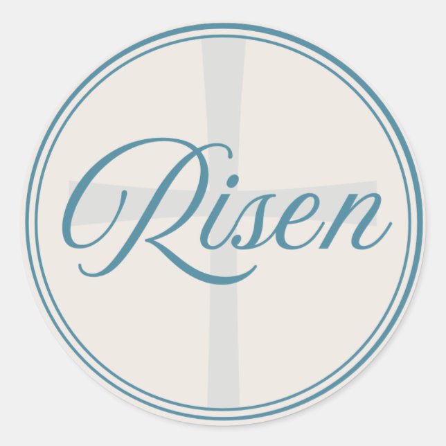 Pegatina Redonda Risen Cross - Flush Seal Large  (Anverso)